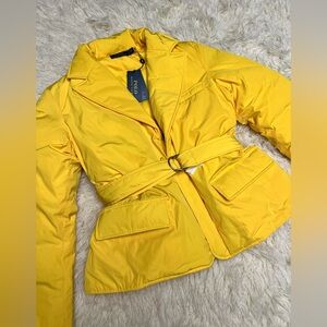NWT Polo Ralph Lauren Yellow Belted Down Filled Jacket